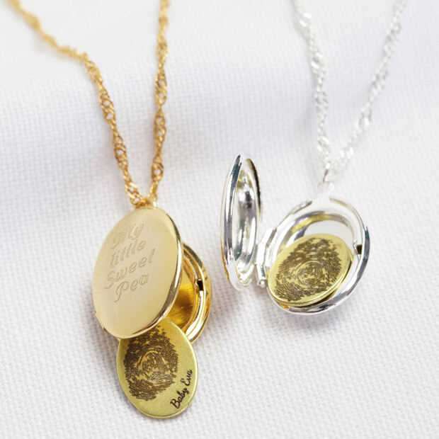 Personalised Fingerprint Oval Locket Necklace Personalised Fingerprint Oval Locket Necklace
