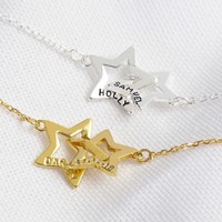 Personalised Interlocking Stars Pendant Necklace