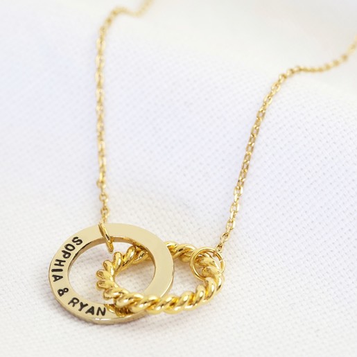Personalised Interlocking Twisted Ring Necklace Lisa Angel