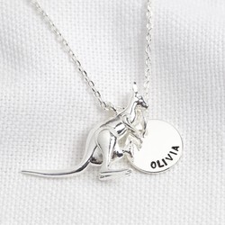Personalised Silver Kangaroo Pendant Necklace