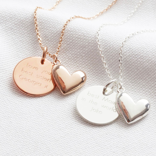 Ladies' Personalised Puffed Heart Pendant Necklace | Lisa Angel