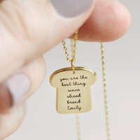 Personalised Gold Bread Pendant Necklace