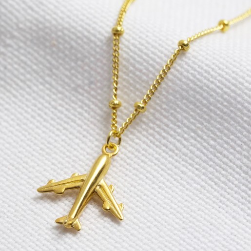 Gold Sterling Silver Plane Pendant Necklace Lisa Angel - Ladies Gold Pendant Necklaces Gold Sterling Silver Plane Pendant Necklace Lisa Angel - Ladies Gold Pendant Necklaces