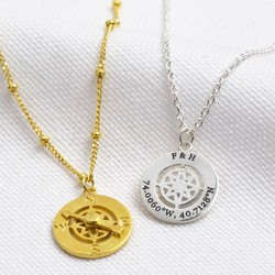Personalised Sterling Silver Compass Pendant Necklace