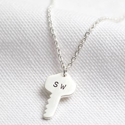 Personalised Sterling Silver Key Pendant Necklace