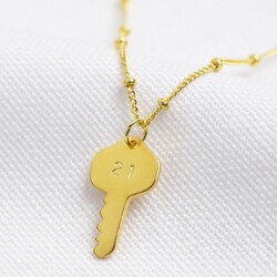Personalised Gold Sterling Silver Key Pendant Necklace