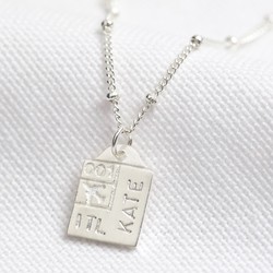 Personalised Sterling Silver Luggage Tag Pendant Necklace