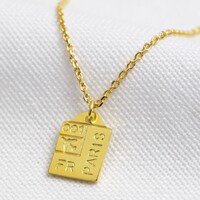 Personalised Gold Sterling Silver Luggage Tag Pendant Necklace