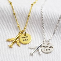 Personalised Sterling Silver Plane Pendant Necklace