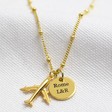 Lisa Angel Ladies' Gold Personalised Sterling Silver Plane Pendant Necklace