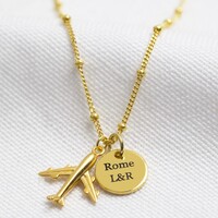 Personalised Gold Sterling Silver Plane Pendant Necklace