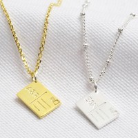 Personalised Sterling Silver Postcard Pendant Necklace