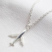 Sterling Silver Plane Pendant Necklace