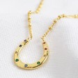 Lisa Angel Ladies' Rainbow Crystal Horseshoe Necklace in Gold