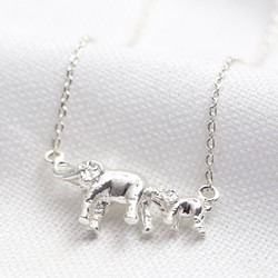 Silver Mother & Baby Elephant Necklace