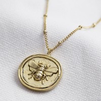 Wax Seal Bee Pendant Necklace in Gold