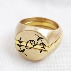 Personalised Three Part Signet Ring in Gold