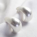 Antique Effect Curved Droplet Stud Earrings in Silver