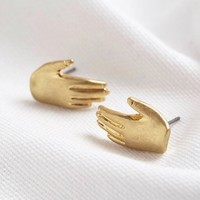 Gold Hand Stud Earrings