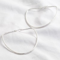 Large Organic Shape Semioval Hoop Earrings in Silver