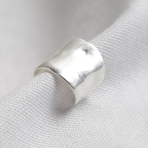 Lisa Angel Ladies' Wide Organic Finish Ear Cuff in Silver
