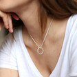 Personalised Organic Style Hoop Necklace on Model