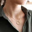 Model Wears Personalised Organic Style Hoop Necklace