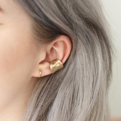 Wide Organic Finish Ear Cuff in Gold