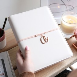 Vegan Leather Refillable Notebook with Initial Charm