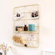 Teen's Gold Metal Wall Storage with Shelf and Pegs