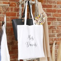 Personalised Name Cotton Tote Bag in White