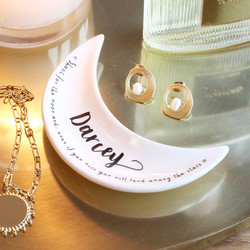 Personalised Crescent Moon Quote Ring Dish