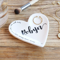 Personalised Heart Quote Ring Dish