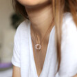 Ladies' Personalised Sterling Silver Interlocking Rings Necklaces on Model