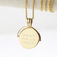 Personalised Large Gold Sterling Silver Spinning Disc Necklace