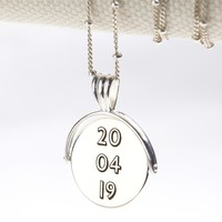 Personalised Large Sterling Silver Spinning Disc Necklace