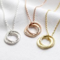 Personalised Sterling Silver Interlocking Crystal Rings Necklace
