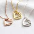 Lisa Angel Ladies' Personalised Sterling Silver Interlocking Crystal Hearts Necklace