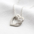 Personalised Sterling Silver Interlocking Crystal Hearts Necklace on Model