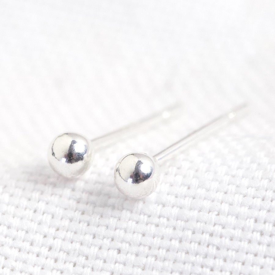 MiniJewelry Heart Earrings Ball Earrings Double Ball Earrings Sterling Silver Earrings for Girls Hypoallergenic Earrings Cubic Zirconia Earrings 
