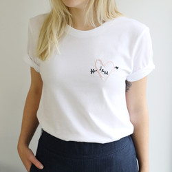 Personalised Embroidered Heart & Arrow Initials T-Shirt