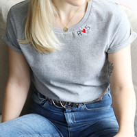 Personalised Embroidered Heart & Initials T-Shirt