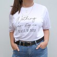 Model Wearing Lisa Angel Unisex 'Nothing Can Stop Me' Graduation T-Shirt