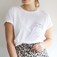 Personalised 'Mama Est.' T-Shirt in White