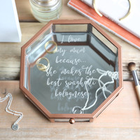 Personalised 'I Love My Mum' Copper and Glass Jewellery Box