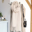 Personalised Embroidered 'I Am' Recycled Oversized Scarf in Beige