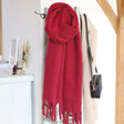 Personalised Embroidered 'I Am' Recycled Oversized Scarf in Red