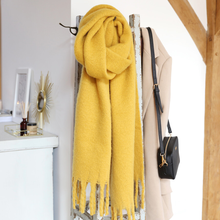 oversized mustard scarf