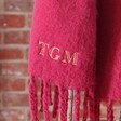 Lisa Angel Ladies' Personalised Embroidered Initials Dark Red Recycled Oversized Scarf