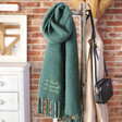 Personalised Embroidered 'I Am' Recycled Oversized Scarf in Green